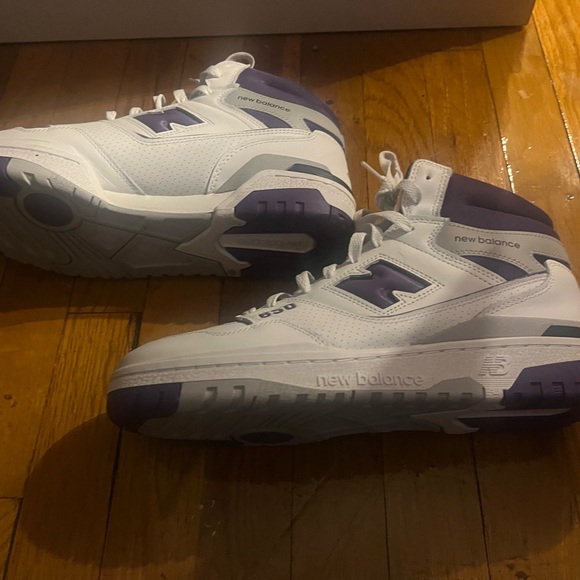 Purple and white high top sneakers. - Picture 9 of 9